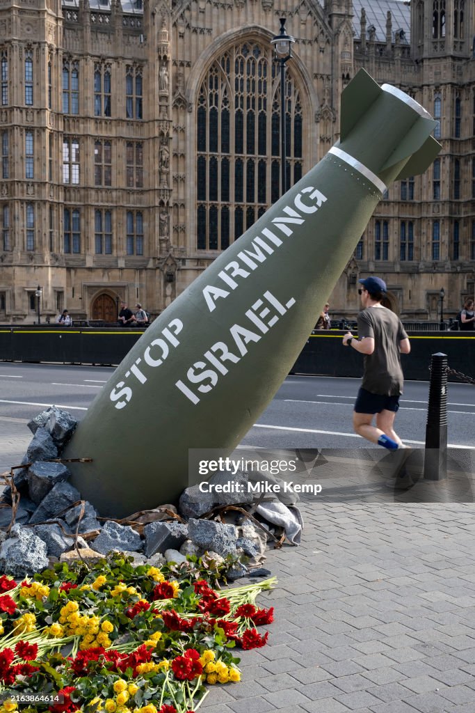 Bomb And Flowers To Represent People Killed In Gaza