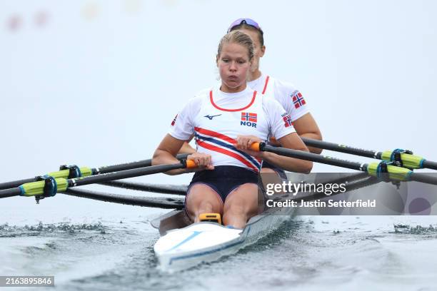 Thea Helseth and Inger Seim Kavlie of Team Norway compete in the Women’s Double Sculls Heat during day one of the Olympic Games Paris 2024 at...