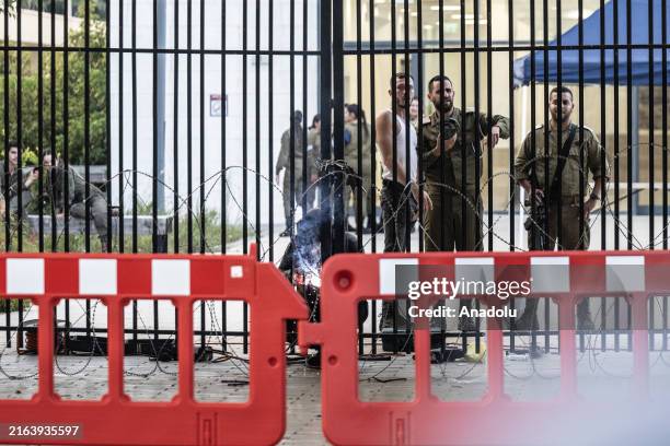 Far-right groups protest against the military prosecutor's office as Israeli military court heard the case of 9 soldiers detained on charges of...