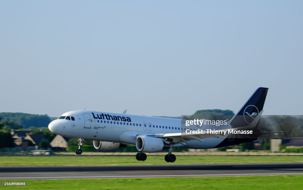 Plane Landing In Brussels-National Airport