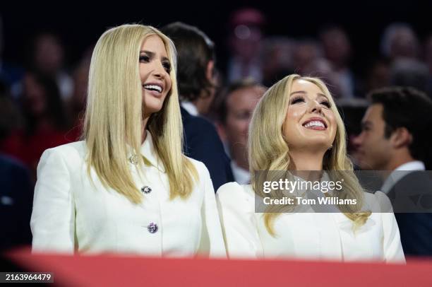 Ivanka, left, and Tiffany Trump, the daughters of former President Donald Trump, are seen in the Fiserv Forum on the last night of the Republican...