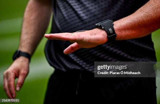 Dublin , Ireland - 28 July 2024; Referee Seán Hurson performs the coin toss before the GAA Football All-Ireland Senior Championship Final match...