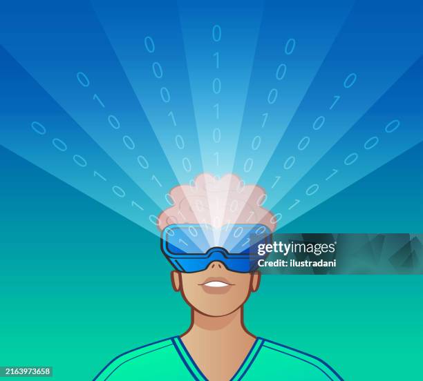 programmer with virtual reality headset - programmer computer stock illustrations