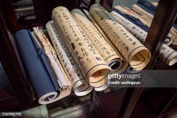 ancient chinese scrolls - ancient stock pictures, royalty-free photos & images
