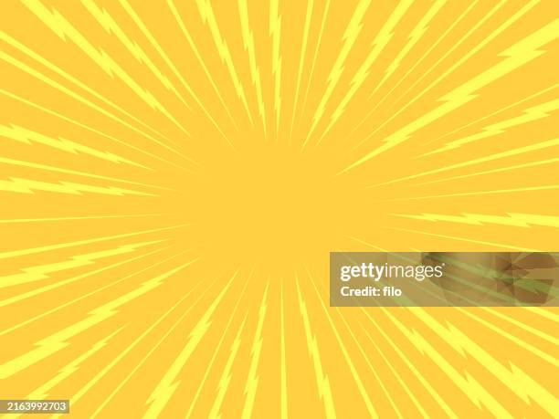 sun glow warmth lightning yellow summer cartoon color excitement explosion abstract background - lightning stock illustrations