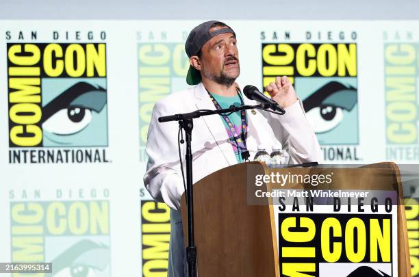Kevin Smith speaks onstage at A Panel With Kevin Smith during 2024 Comic-Con International at San Diego Convention Center on July 27, 2024 in San...