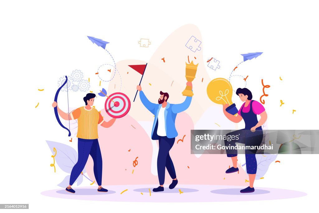 Teamwork Moving Business Team Moving Forward Development Of Business Project From Idea ...