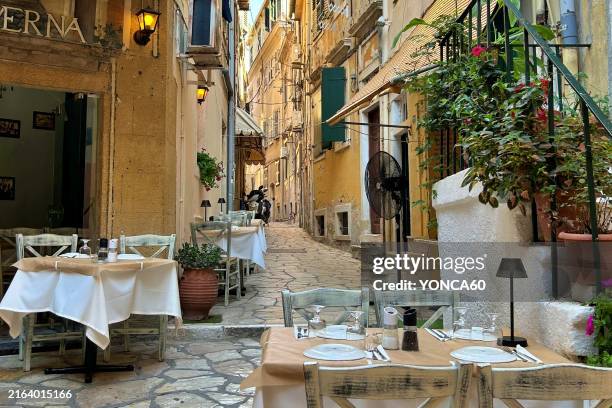 corfu old town - corfu stock pictures, royalty-free photos & images