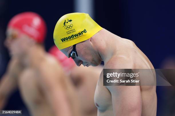 Bradley Woodward of Team Australia prepares to compete in the Men’s 100m Backstroke Heats on day two of the Olympic Games Paris 2024 at Paris La...