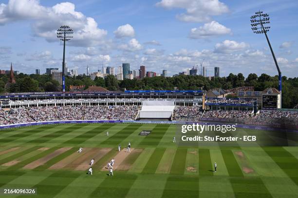General view of the ground during day three of the 3rd Test Match between England and West Indies at Edgbaston on July 28, 2024 in Birmingham,...