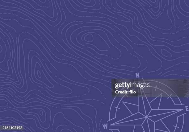 illustrazioni stock, clip art, cartoni animati e icone di tendenza di linee della mappa topografica sfondo astratto - bussola-magnetica