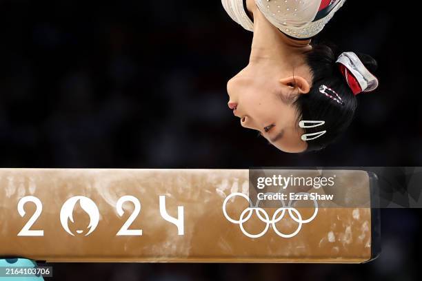 Haruka Nakamura of Team Japan competes on the balance beam during the Artistic Gymnastics Women's Qualification on day two of the Olympic Games Paris...