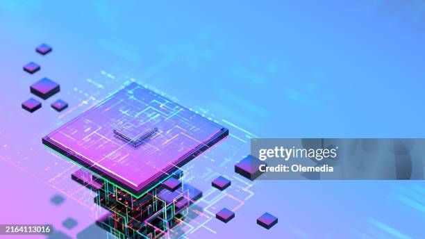 quantencomputer. virtuelles cpu- und computerchip-konzept. digitale daten - halbleiter stock-fotos und bilder