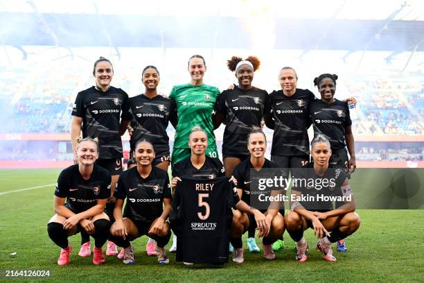 Angel City FC starting eleven pose for a photo before their game against Bay FC at PayPal Park on July 26, 2024 in San Jose, California.