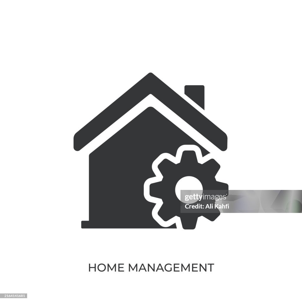 Home management glyph solid icon. Solid icon that can be applied anywhere, simple, pixel perfect and modern style