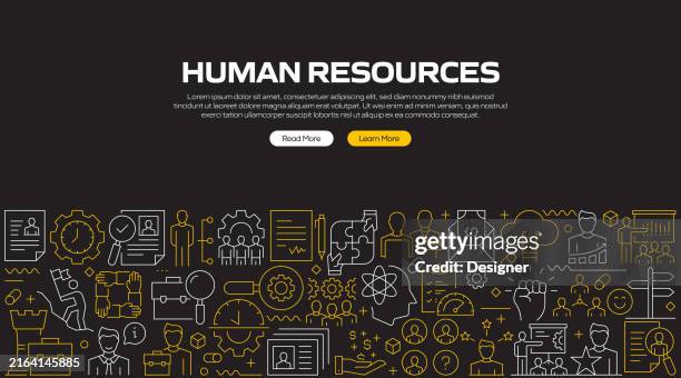 human resources related line style banner design für webseite, überschrift, broschüre, geschäftsbericht und buchcover - arbeitspersonal stock-grafiken, -clipart, -cartoons und -symbole