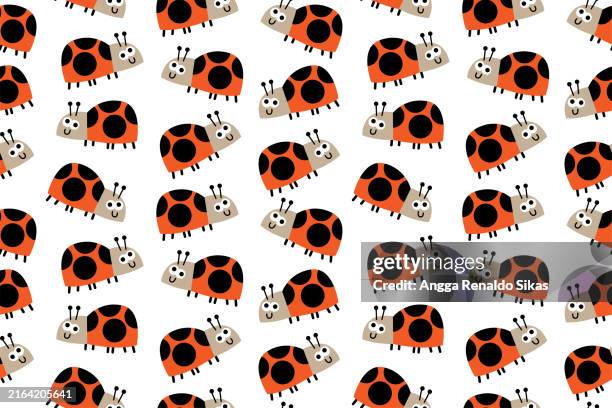 cute ladybug cartoon seamless pattern - ladybug stock illustrations
