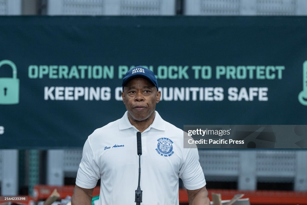 Mayor Eric Adams speaks during the press briefing on...