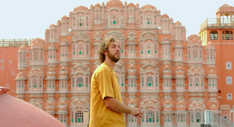 Man Looking At Hawa Mahal In Jaipur India - 4K stock video - Getty Images