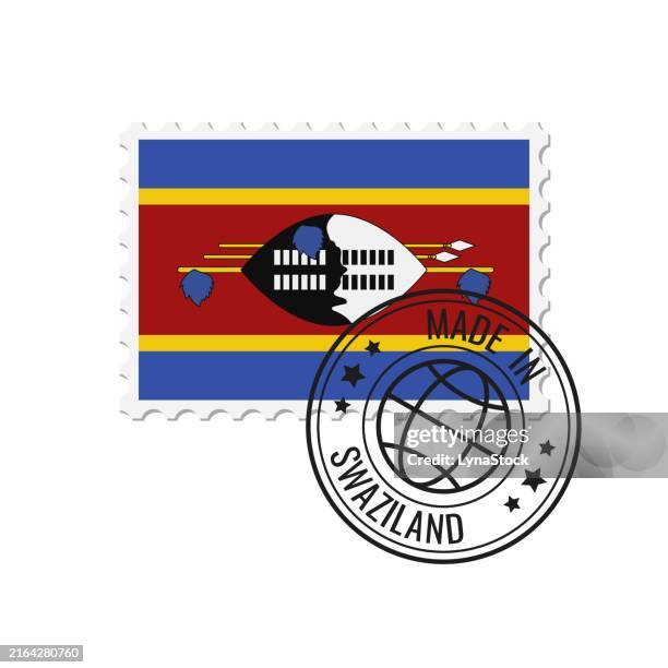 made in swaziland badge vector. sticker with swaziland national flag. ink stamp isolated on white background. - eswatini flag stock illustrations