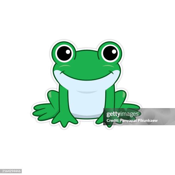 vector illustration of frog isolated on white background.cute cartoon fox sitting and smiling.cartoon illustration of a smiling green frog looking happy, - frog stock illustrations