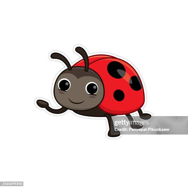 ilustrações de stock, clip art, desenhos animados e ícones de vector illustration of cute ladybug waving and smiling cartoon. - joaninha