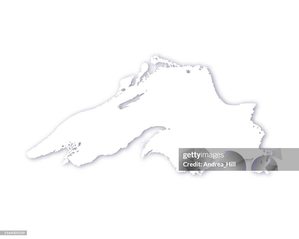 Lake Superior Map with a Soft Drop Shadow Vector Map