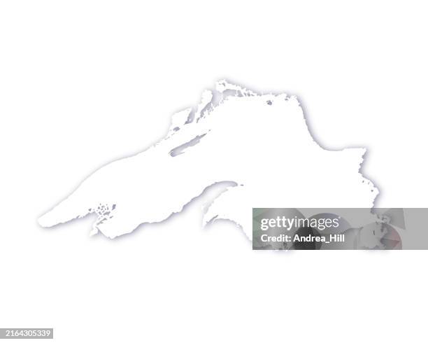 lake superior map with a soft drop shadow vector map - isle royale national park stock illustrations