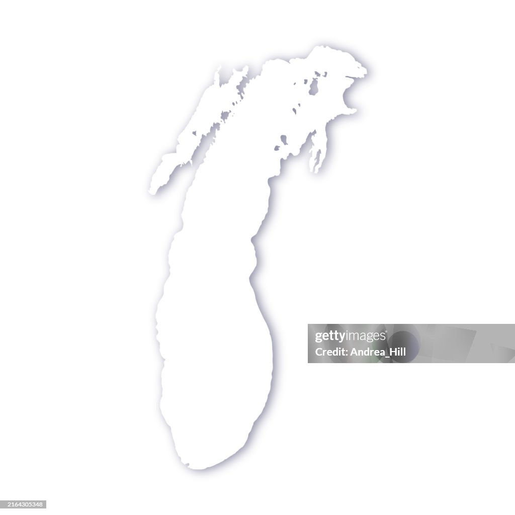Lake Michigan Map with a Soft Drop Shadow Vector Map