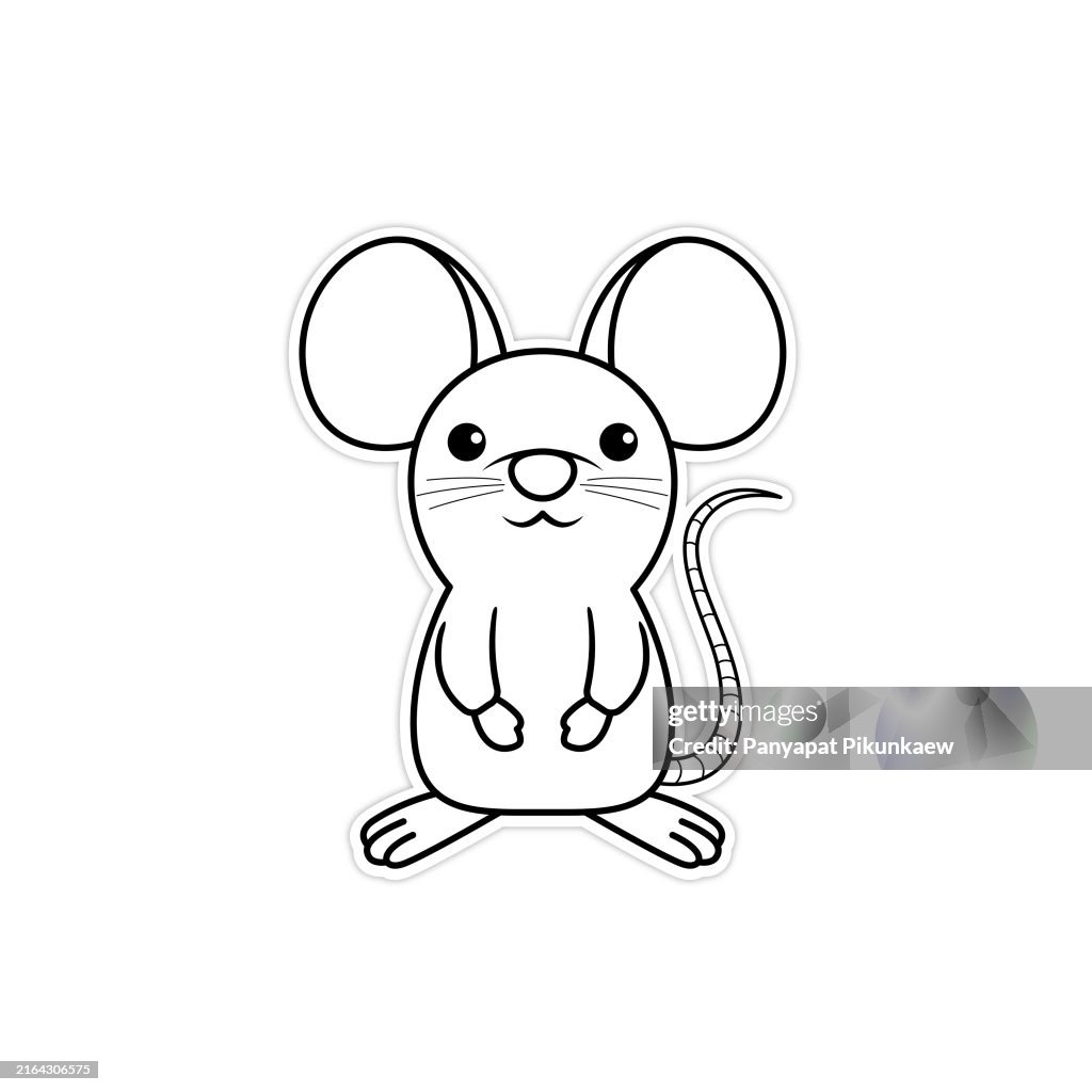 Dotted Mouse Vector Illustration Of Cute Cartoon Mouse Standing And Smiling Dot To ...