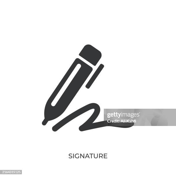 illustrations, cliparts, dessins animés et icônes de icône solide de glyphe signature. icône solide qui peut être appliquée n’importe où, simple, pixel parfait et style moderne - signature