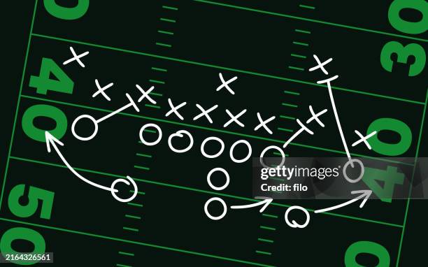 ilustrações de stock, clip art, desenhos animados e ícones de football play diagram field lines background - futebol americano