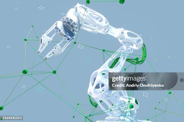 organic shaped robotic arm - robotica foto e immagini stock