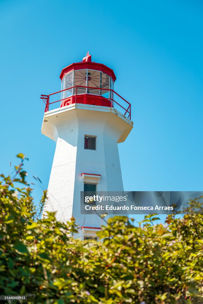 Low angle view of the Cape Gaspé lighthouse