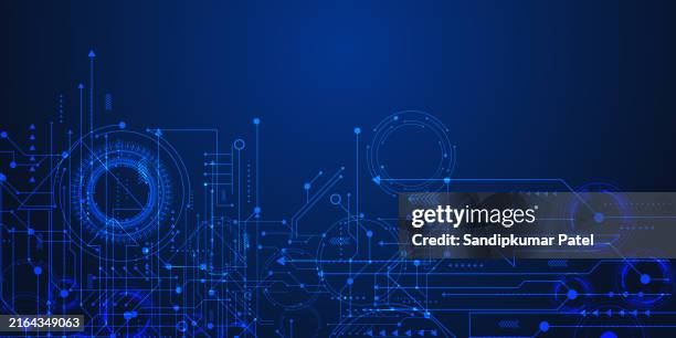 ai artificial intelligence chipset on circuit board in futuristic concept - informational poster design stock illustrations