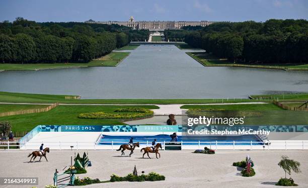Paris , France - 2 August 2024; Team France during the jumping team final at the Château de Versailles during the 2024 Paris Summer Olympic Games in...