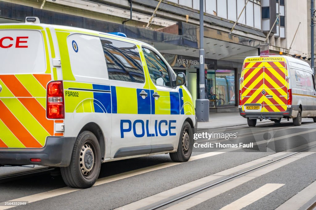 Police van drives through Birmingham
