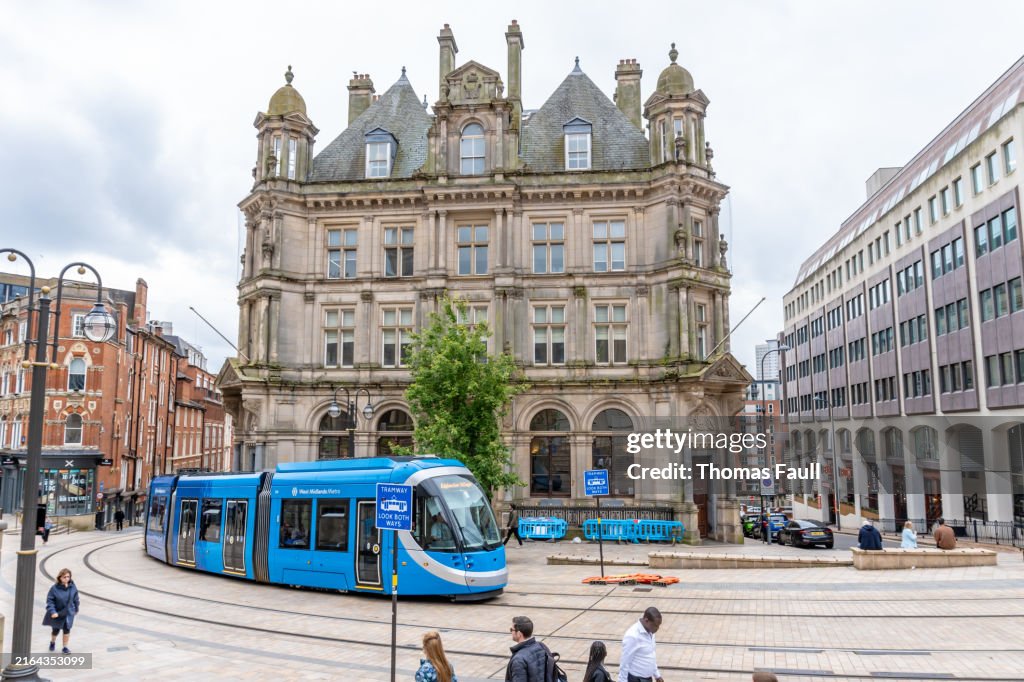 Public transport tram in Birmingham city centre
