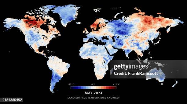 world map land surface temperature anomaly may 2024 - heat map stock illustrations