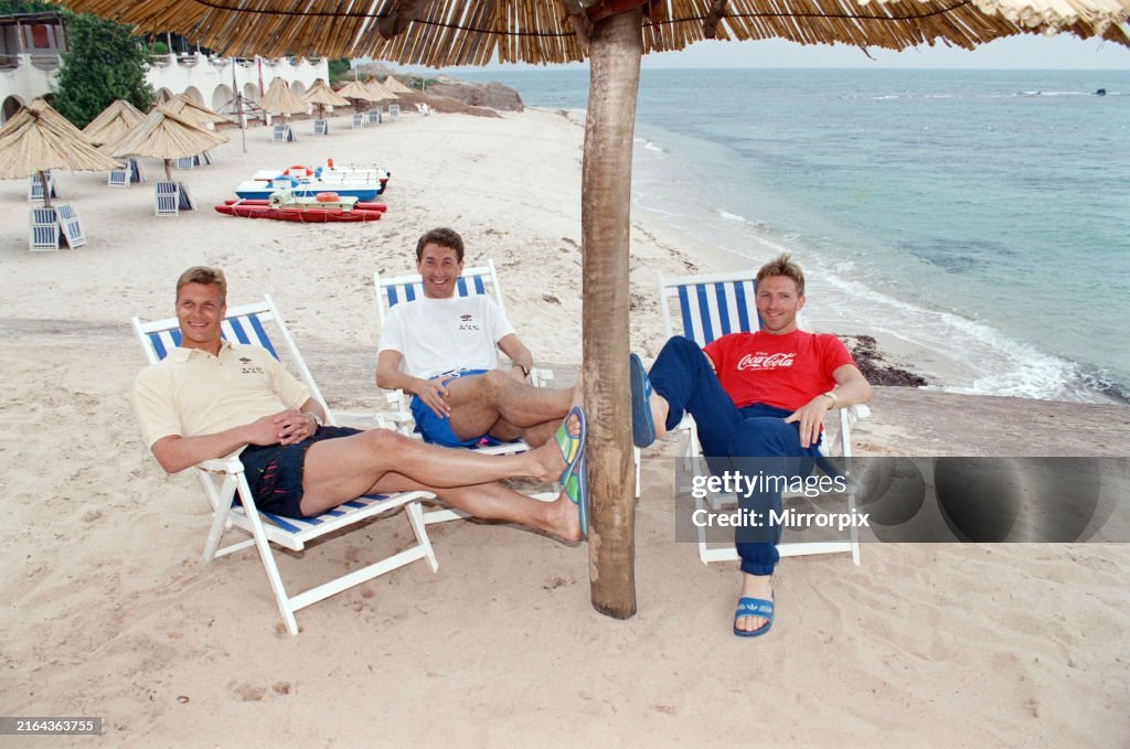 England Football Team On The Beach During The 1990 World Cup
