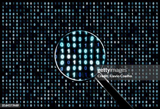 magnifying glass data - protector para pantallas en lentes fotografías e imágenes de stock
