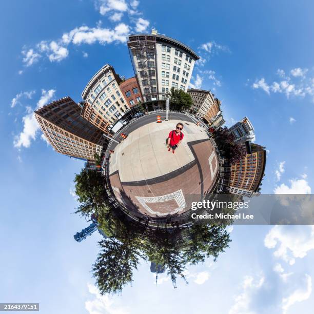 tiny planet view in tribeca - new york - 360 degree view stock pictures, royalty-free photos & images