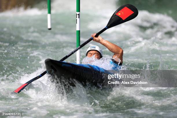 Xin Quan of Team People's Republic of China during the Men's Kayak Single Heats 1st Run on day four of the Olympic Games Paris 2024 at...