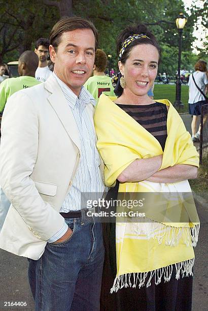 Designers Andy and Kate Spade during a party to celebrate the opening night of "Henry V" as part of "Shakespeare In The Park" to benefit The Public...