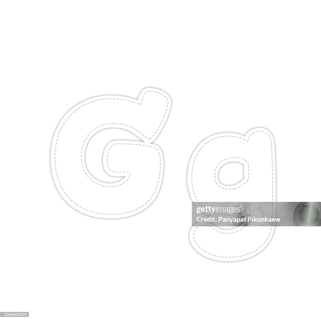Vector illustration of Uppercase and lowercase g letter of the alphabet dot to dot line drawing For children to learn to draw lines along the dotted lines.