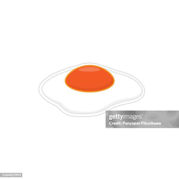 vector illustration of fried egg with runny yolk on white background. - scrambled eggs stock illustrations