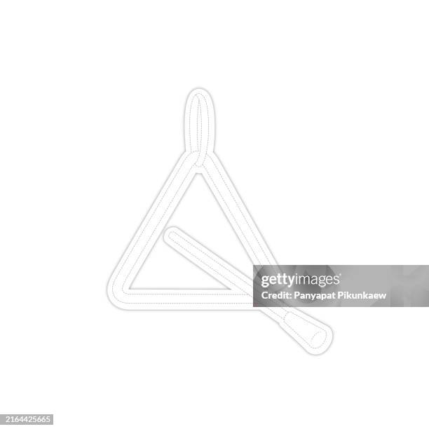 vector illustration of metal triangle with beater hanging on white background dot to dot line drawing for children to learn to draw lines along the dotted lines. - home study interior stock illustrations