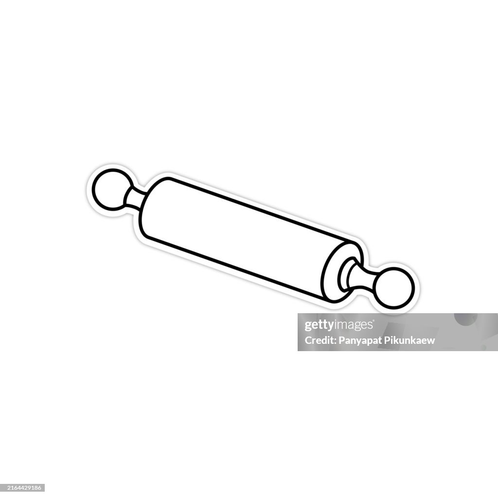 Vector illustration of Wooden rolling pin lying on white background