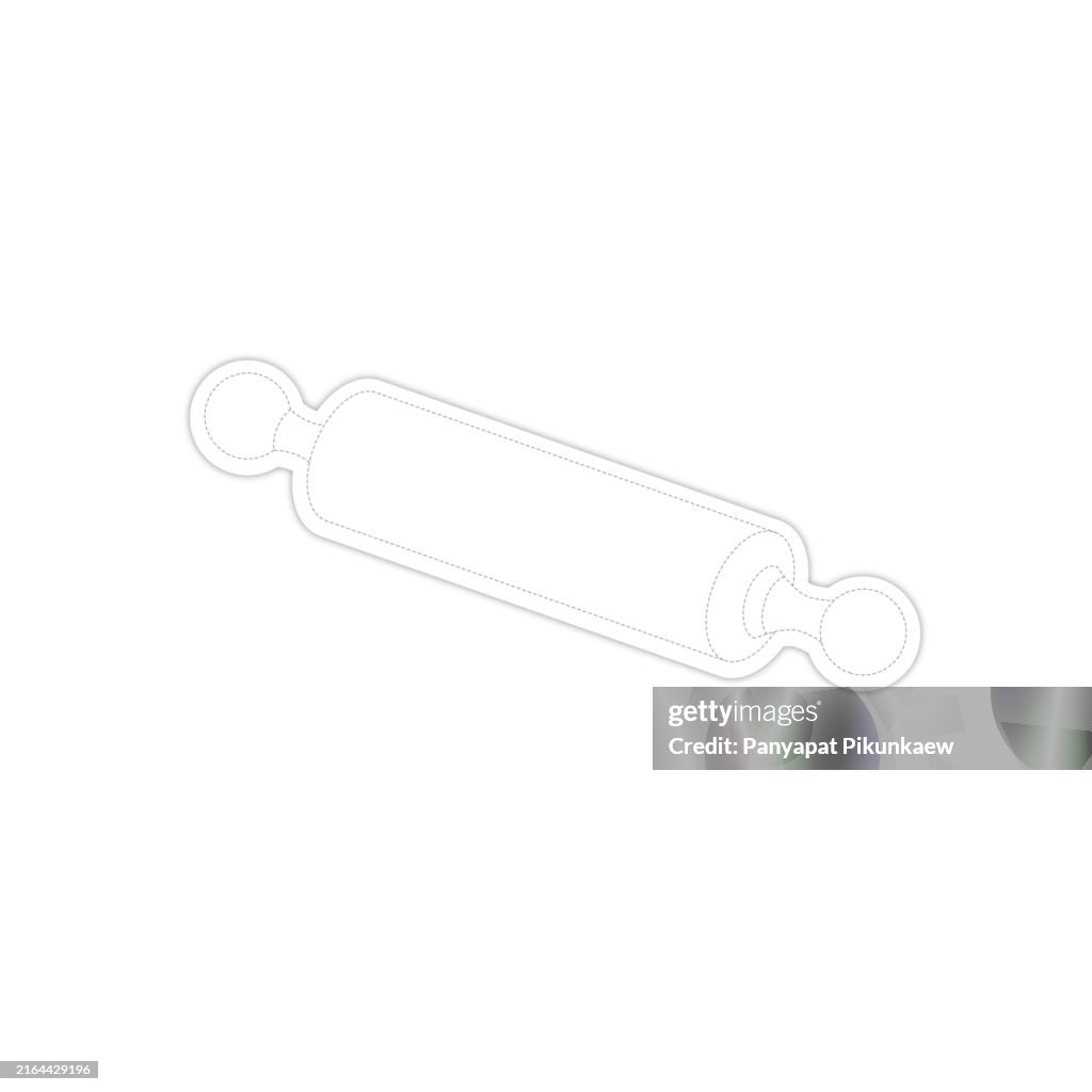 Vector illustration of Wooden rolling pin lying on white background