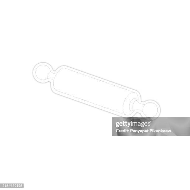 vector illustration of wooden rolling pin lying on white background - bread baking paper stock illustrations